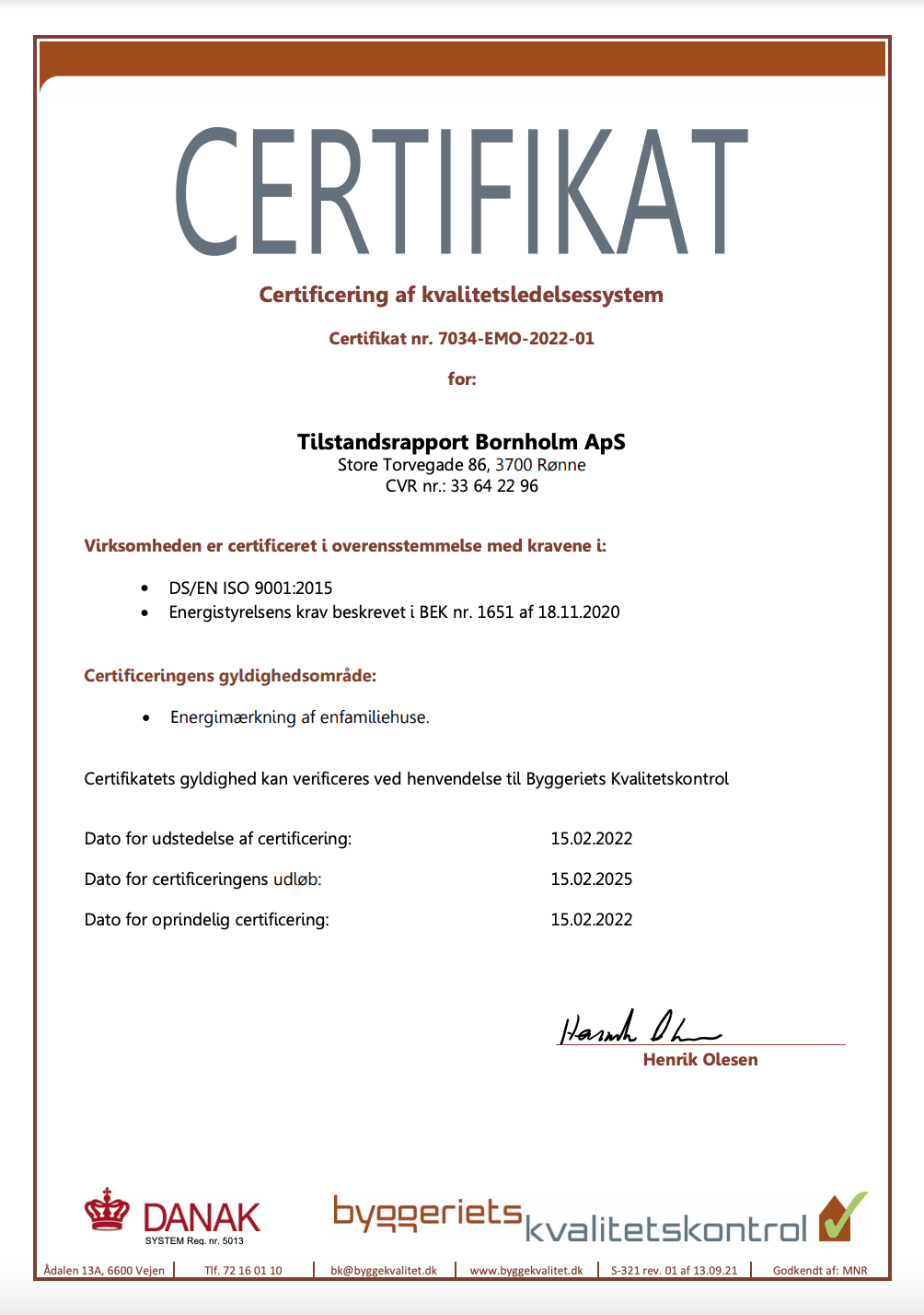 Flemming Bechs medlaje fra vel udført svendeprøve